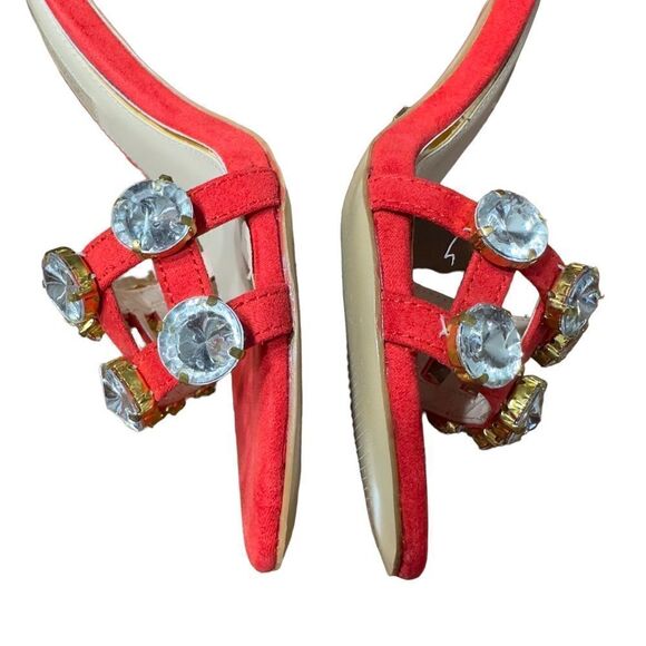 PRIMA DONNA Collection Big Studs Red Strappy Heeled Sandals Size 37 (6.5 US) - Picture 7 of 15